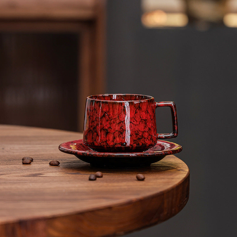 Kaffeetasse und Untertasse aus Keramik mit Vintage-Glasur