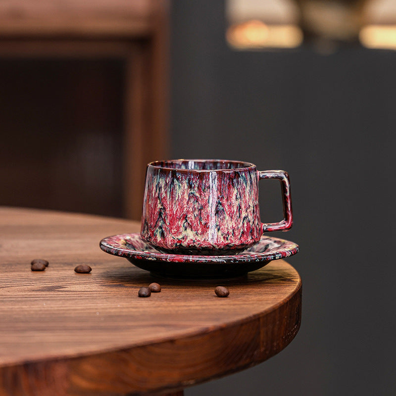 Kaffeetasse und Untertasse aus Keramik mit Vintage-Glasur