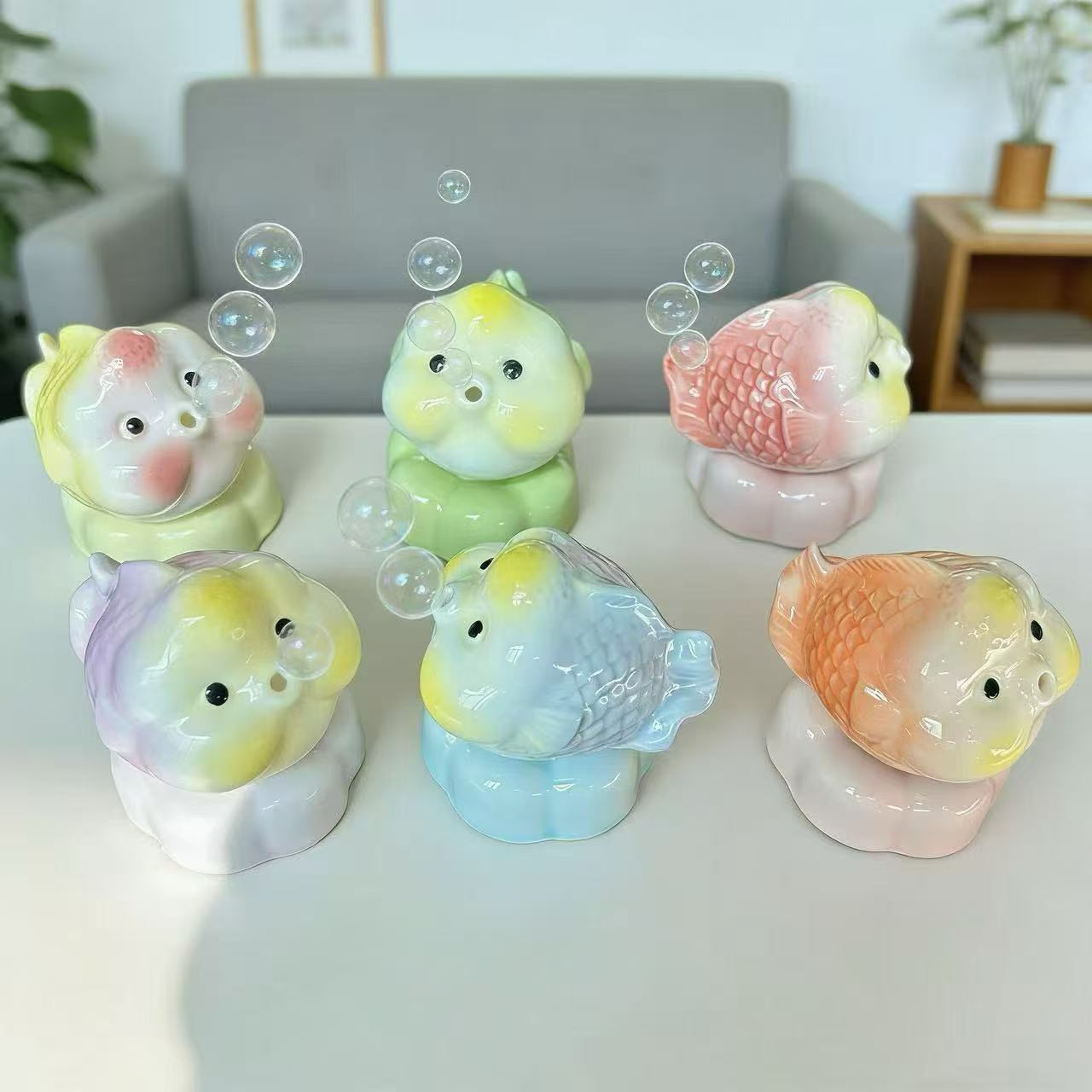 Capybara Blind Box Ceramic Figurine Set (6 Pack) - Random Kawaii Mini Desk Ornaments, Collectible Home Decor