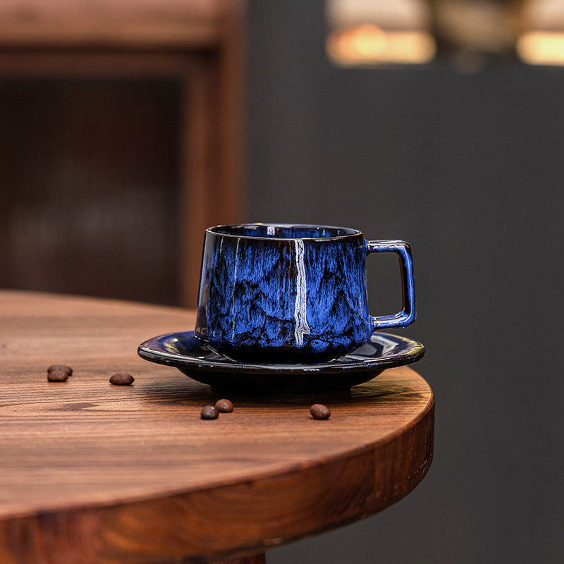 Kaffeetasse und Untertasse aus Keramik mit Vintage-Glasur