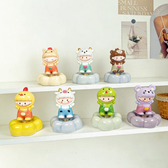 Capybara Blind Box Ceramic Figurine Set (6 Pack) - Random Kawaii Mini Desk Ornaments, Collectible Home Decor