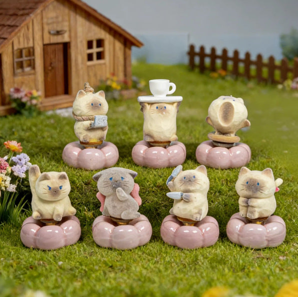 Capybara Blind Box Ceramic Figurine Set (6 Pack) - Random Kawaii Mini Desk Ornaments, Collectible Home Decor
