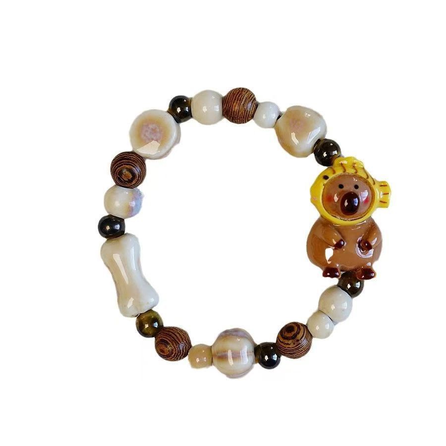 8-Piece Oriental Ancient Metaphysics Ceramic Bracelet Set | Lucky Feng Shui Beaded Bangles for Wealth, Love & Protection