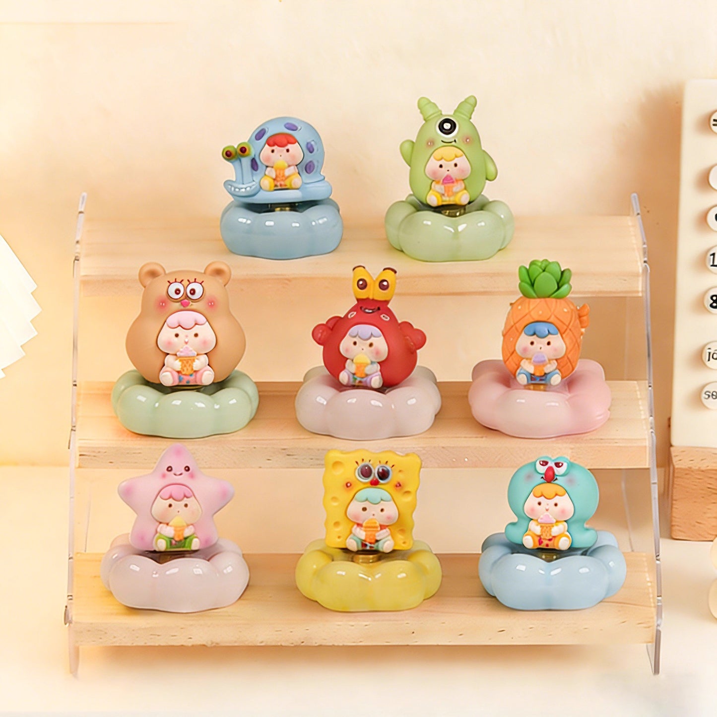 Capybara Blind Box Ceramic Figurine Set (6 Pack) - Random Kawaii Mini Desk Ornaments, Collectible Home Decor