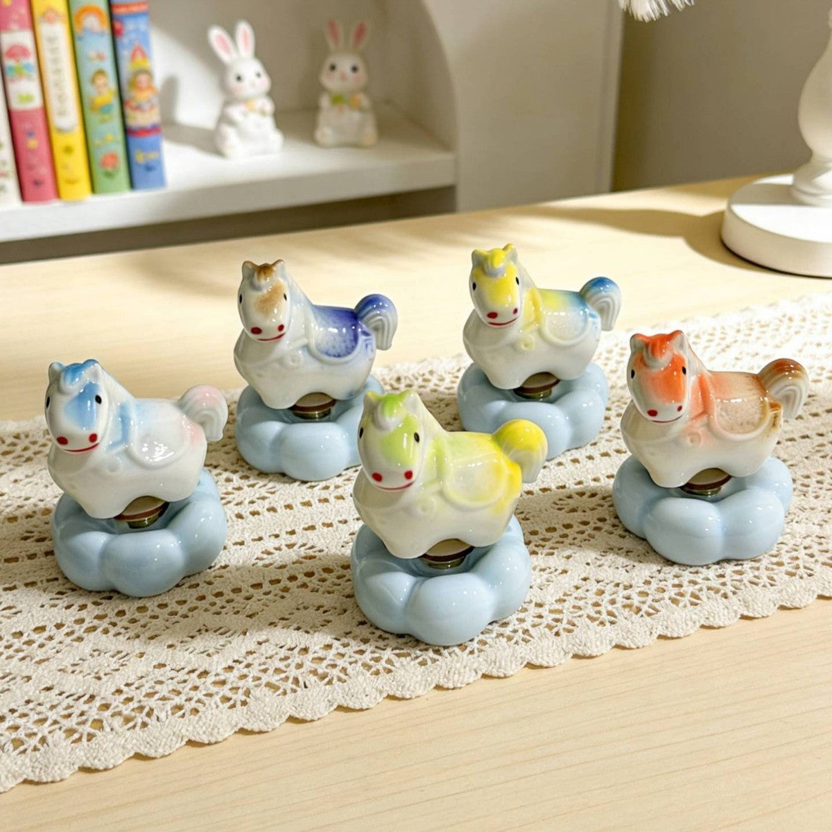 Capybara Blind Box Ceramic Figurine Set (6 Pack) - Random Kawaii Mini Desk Ornaments, Collectible Home Decor
