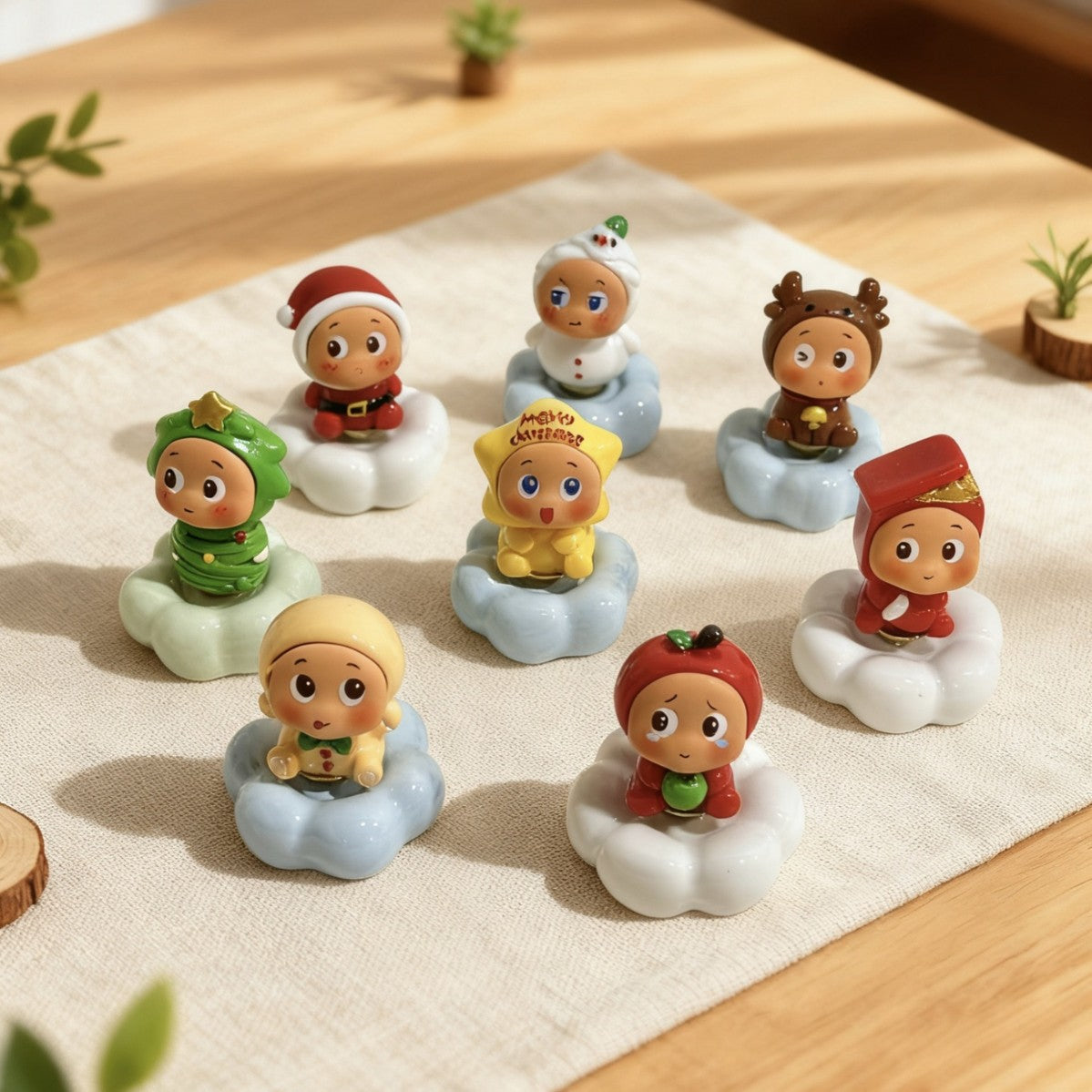 Capybara Blind Box Ceramic Figurine Set (6 Pack) - Random Kawaii Mini Desk Ornaments, Collectible Home Decor