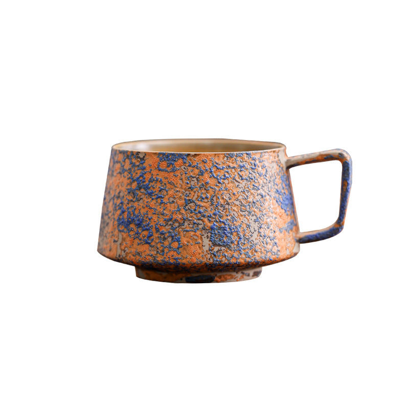 Rustikale Tasse aus Keramik mit Vulkantextur, handgefertigte Retro-Kaffeetasse