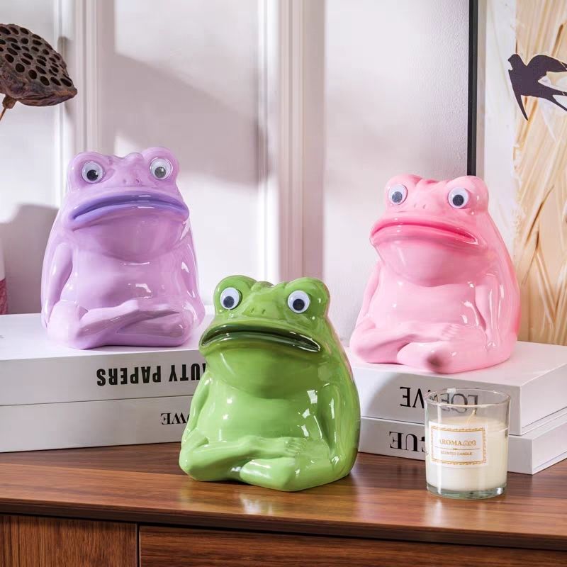Meditierender Frosch Keramik Sparschwein, Süße Ästhetische Heimdekoration