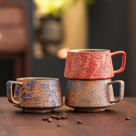 Rustic Volcanic Textured Ceramic Mug, Handmade Retro Coffee Cup