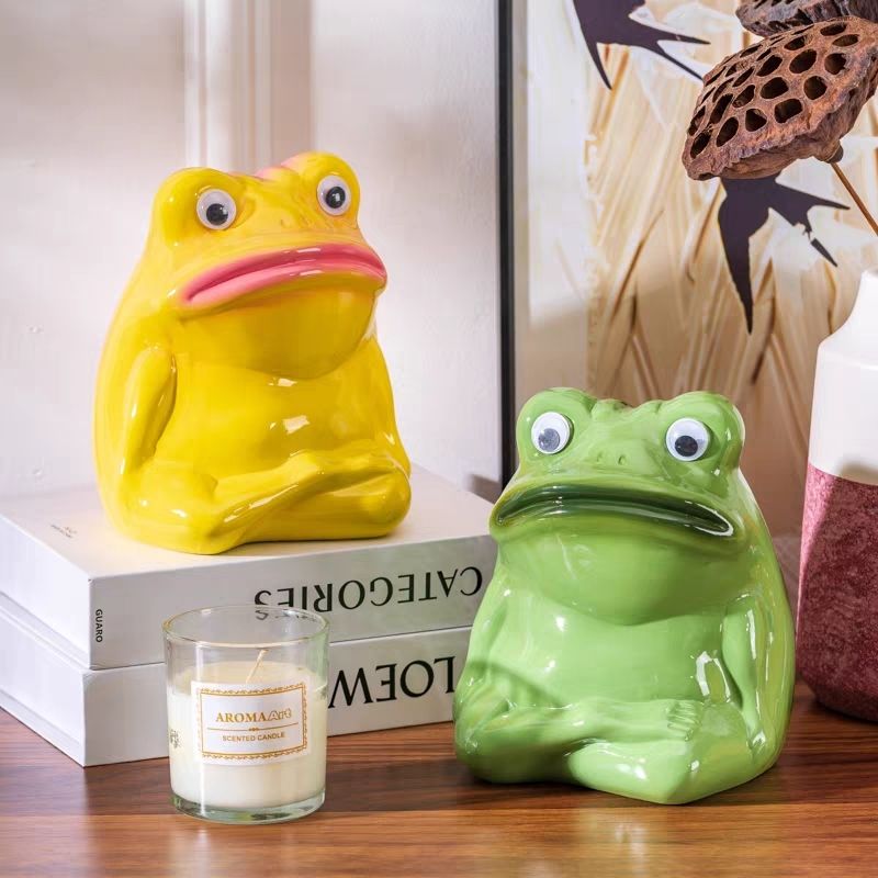 Meditierender Frosch Keramik Sparschwein, Süße Ästhetische Heimdekoration