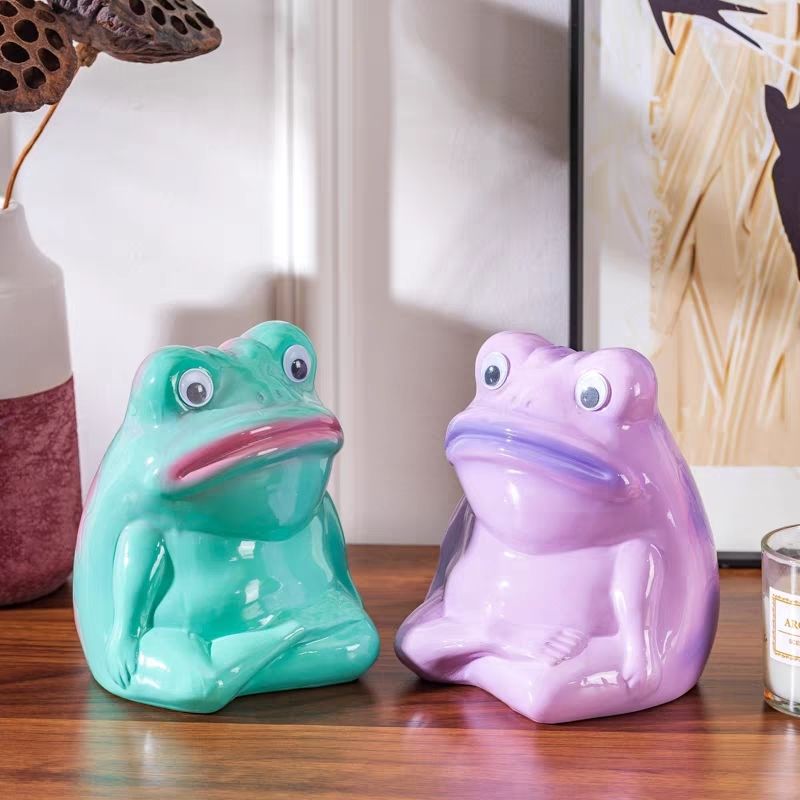 Meditierender Frosch Keramik Sparschwein, Süße Ästhetische Heimdekoration