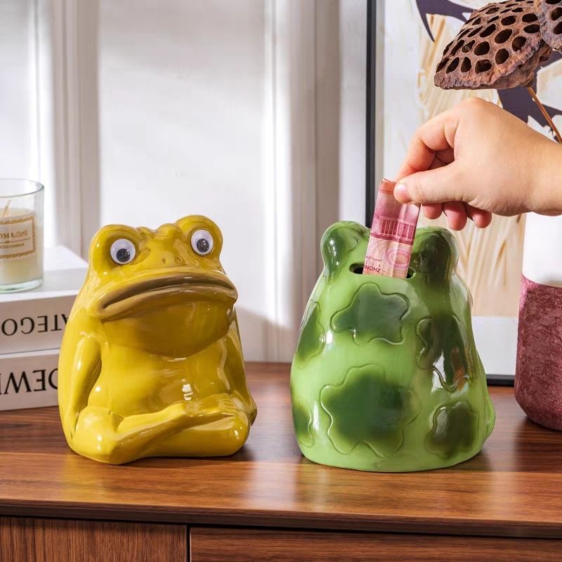 Meditierender Frosch Keramik Sparschwein, Süße Ästhetische Heimdekoration